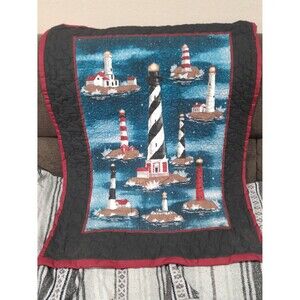 Lighthouse Lap Quilt, Large Size Handmade